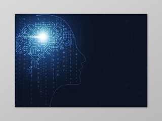 科技人工智能人脑电路图背景海报